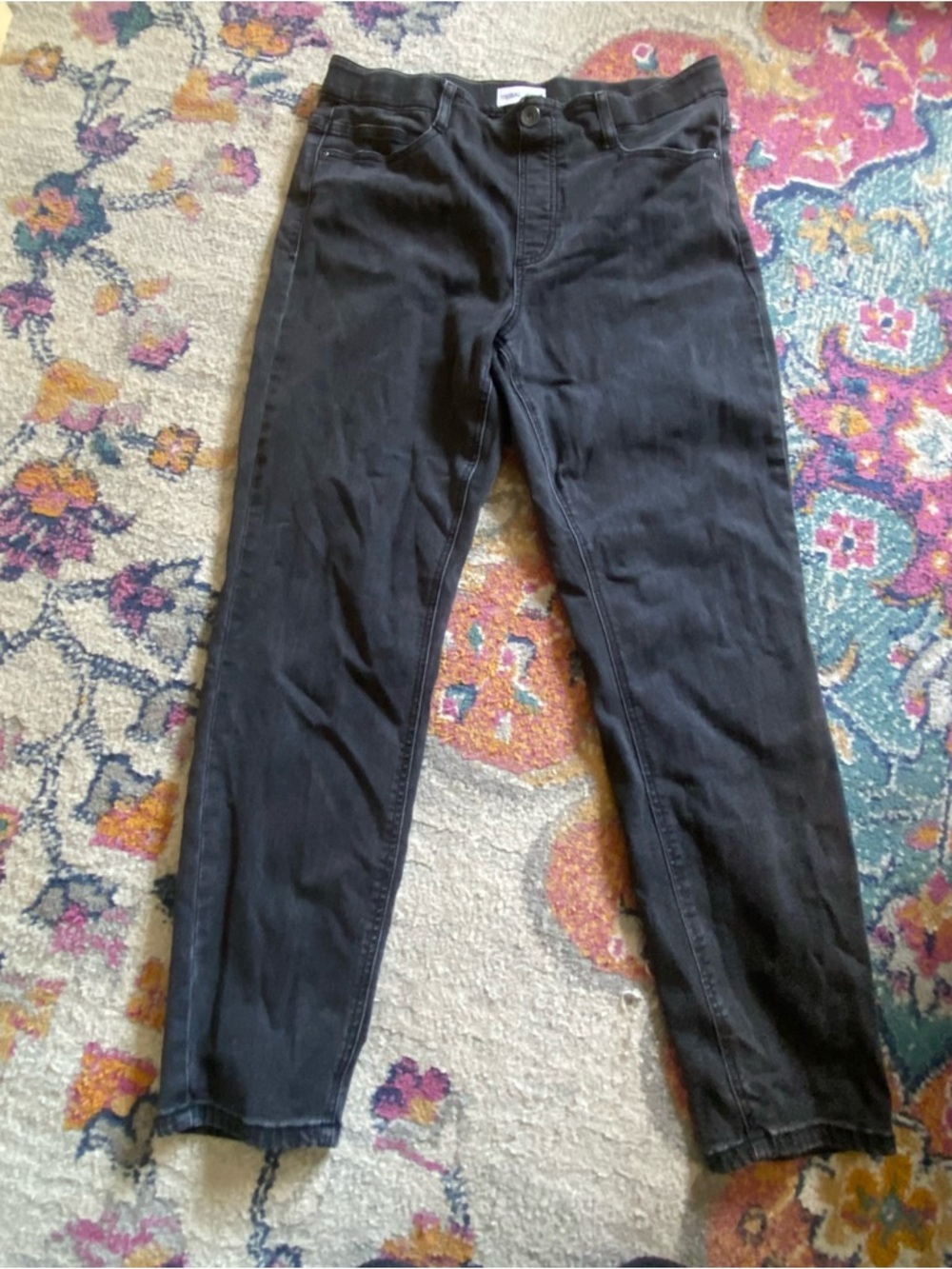 Tribal Jeans Womens 12 Audrey Icon Fit Mid Rise Faded Black Dark Wash